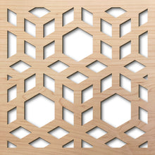 Load image into Gallery viewer, 3D Cubes 8" Maple Laser Cut Pattern Rendering