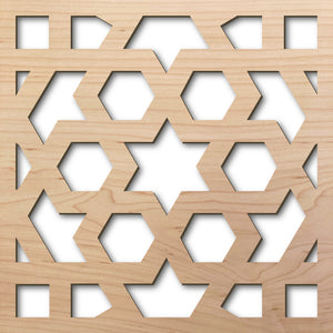 Ancient Geometric 8" Maple Laser Cut Pattern Rendering