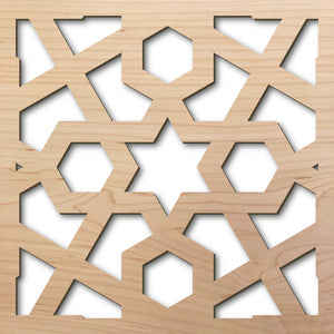 Arabic Stars 8" Maple Laser Cut Pattern Rendering
