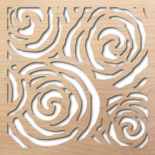 Load image into Gallery viewer, Batik Swirls 8" laser cut maple pattern rendering