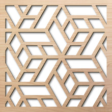 Load image into Gallery viewer, Chinoise Cube 8" laser cut maple pattern rendering