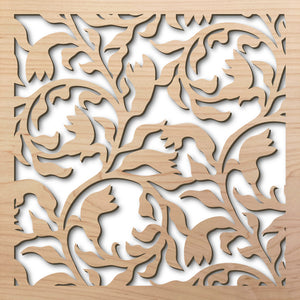 Crocus Spirals 8" laser cut maple pattern rendering