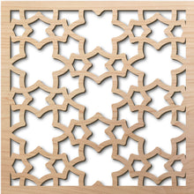 Load image into Gallery viewer, Curvy Stars 8" laser cut maple pattern rendering