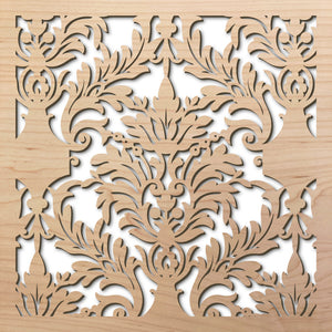 Damask 8" laser cut maple pattern rendering