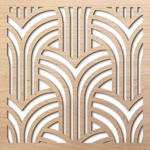 Load image into Gallery viewer, Gatsby Arches 8" laser cut maple pattern rendering