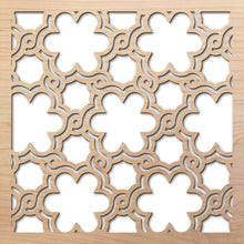 Load image into Gallery viewer, Woven Flowers 8" laser cut maple pattern rendering