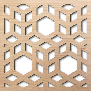 3D Cubes 8" Maple Laser Cut Pattern Rendering