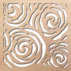 Batik Swirls 8" laser cut maple pattern rendering