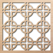 Load image into Gallery viewer, Circle Square 8&quot; laser cut maple pattern rendering
