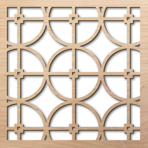 Circles Grille 8" laser cut maple pattern rendering