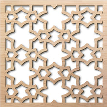 Load image into Gallery viewer, Curvy Stars 8&quot; laser cut maple pattern rendering
