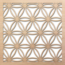 Load image into Gallery viewer, Flower of Life 8&quot; laser cut maple pattern rendering
