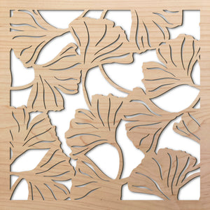 Ginkgo Leaves 8" laser cut maple pattern rendering