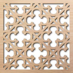 Gothic Grille 8" laser cut maple pattern rendering