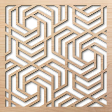 Load image into Gallery viewer, Hexagon Puzzle 8&quot; laser cut maple pattern rendering
