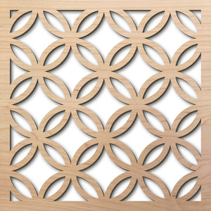 Japanese Circles Thick 8" laser cut maple pattern rendering