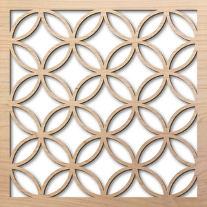 Japanese Circles Thin 8" laser cut maple pattern rendering