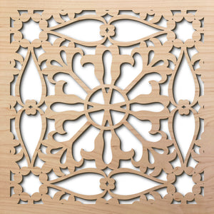 Lily Tiles 8" laser cut maple pattern rendering