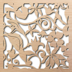 Many Flowers 8" laser cut maple pattern rendering