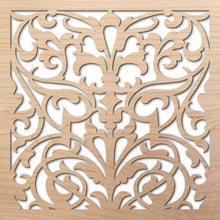 Load image into Gallery viewer, Ornate Damask 8&quot; laser cut maple pattern rendering
