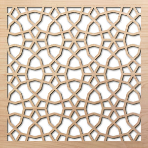 Persian Wheels 8" laser cut maple pattern rendering