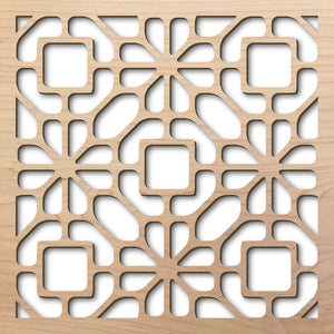 Silver Flower 8" laser cut maple pattern rendering