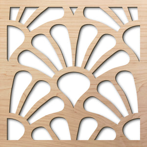 Sunburst 8" laser cut maple pattern rendering