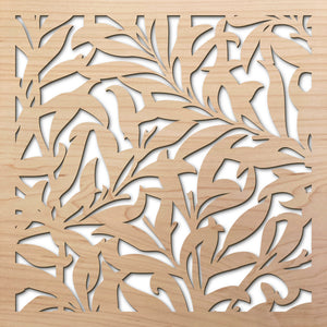 William Morris Leaves 8" laser cut maple pattern rendering