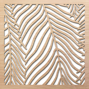 Wispy Palms 8" laser cut maple pattern rendering