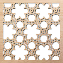 Load image into Gallery viewer, Woven Flowers 8&quot; laser cut maple pattern rendering

